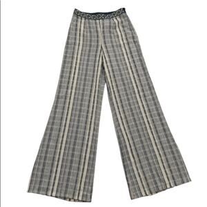 Flying Tomato Pants Wide Leg Blue Taupe Striped High Waisted Palazzo Small NWT